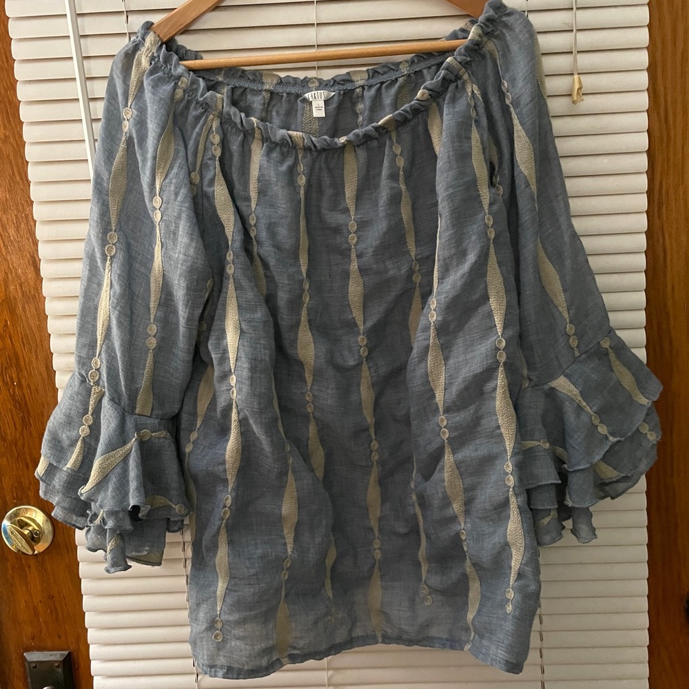 Off the shoulder denim like top